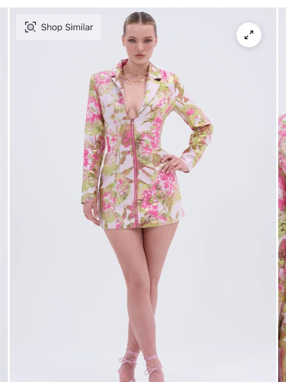 PRETTY IN PINK BROCADE BLAZER DRESS